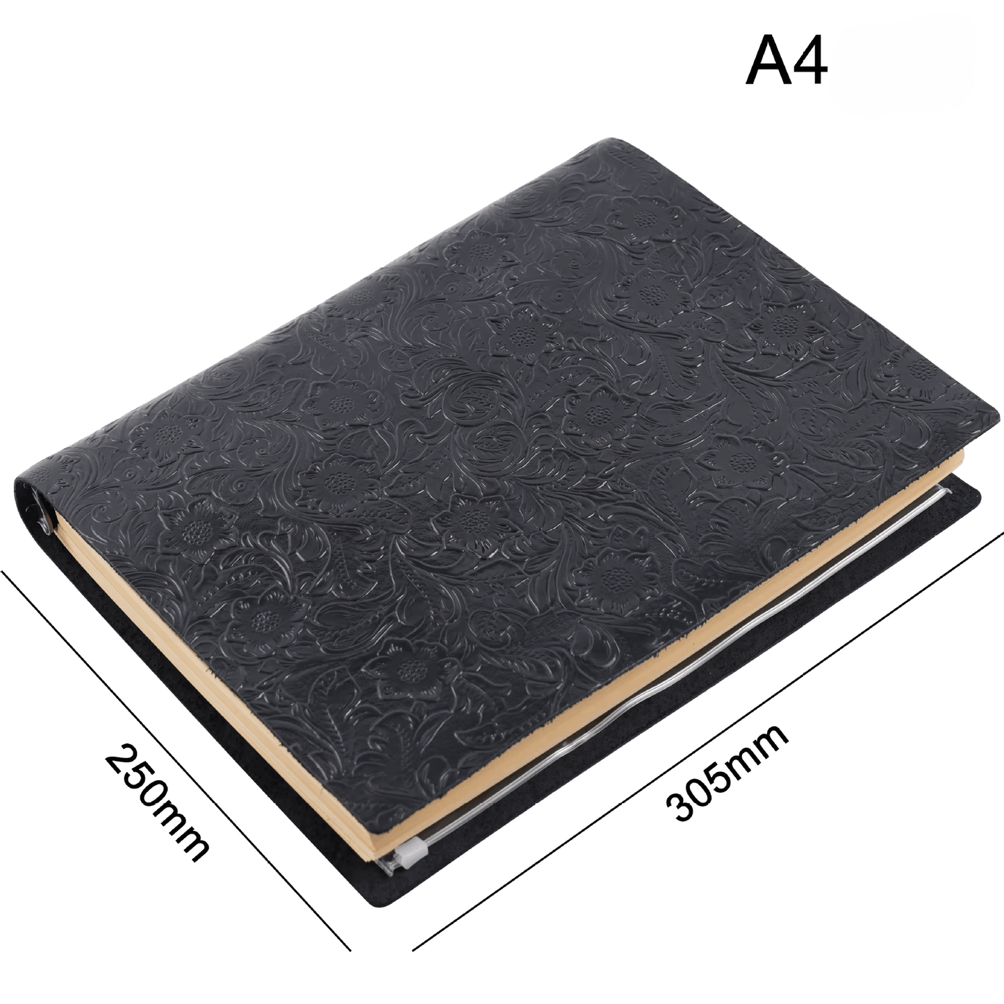 A5 or A4 leather-bound notebook - replaceable inserts - embossed pattern