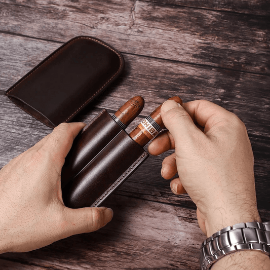 Cigar case - natural leather - three sizes