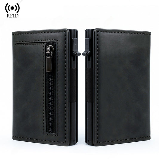 Skórzany minimalistyczny portfel slim na karty z ochroną RFID