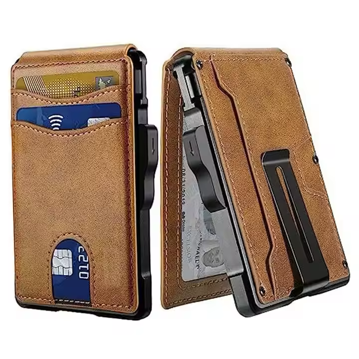 Slim aluminum card wallet with RFID protection