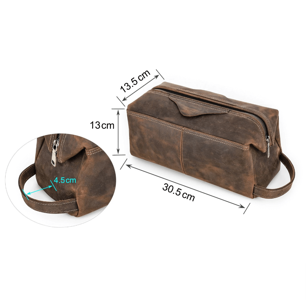 Kosmetyczka - pojemna saszetka na akcesoria - skóra naturalna