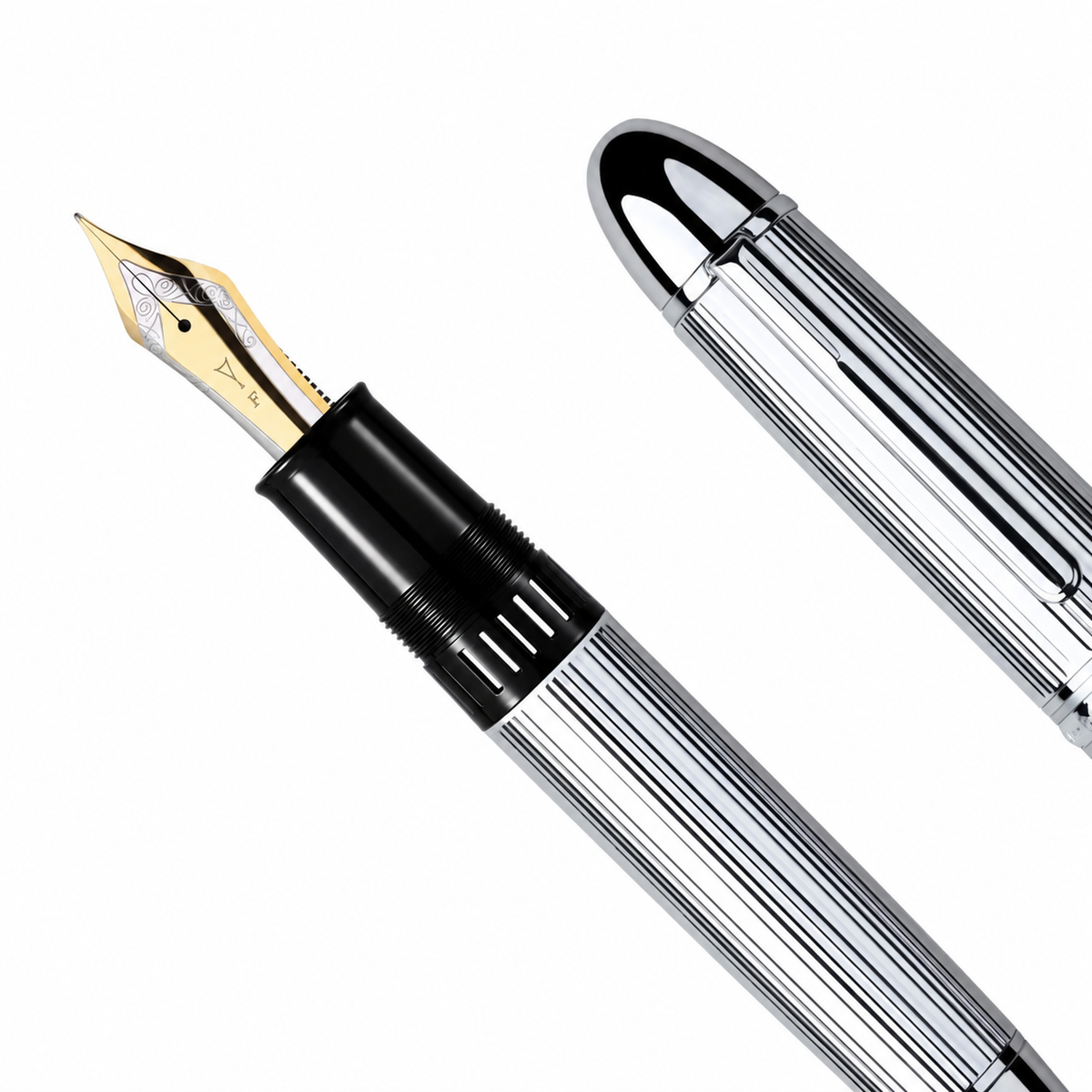 Pióro wieczne Black & Silver Regent - metalowy klasyk - tłokowe - odkręcane