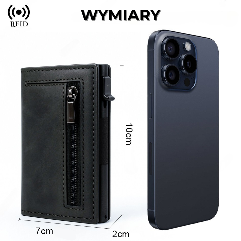 Skórzany minimalistyczny portfel slim na karty z ochroną RFID