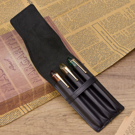 Skórzane etui na 3 pióra – skóra naturalna vintage