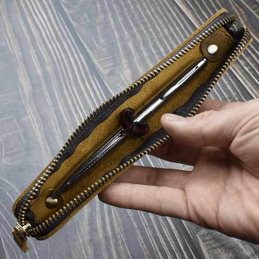 Pencil case - natural leather - various colors