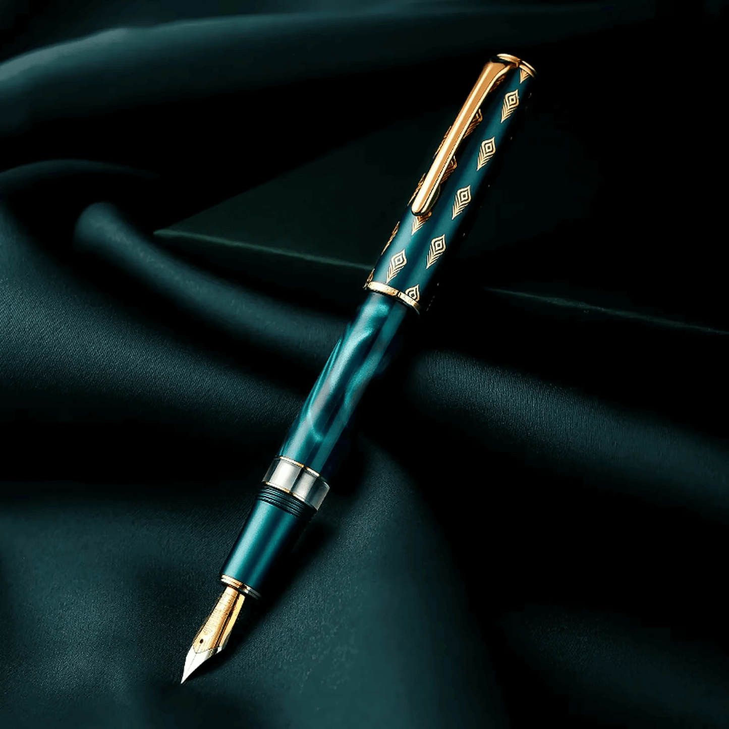 Pióro wieczne tłokowe Peacock Blue - dumny paw - odkręcane