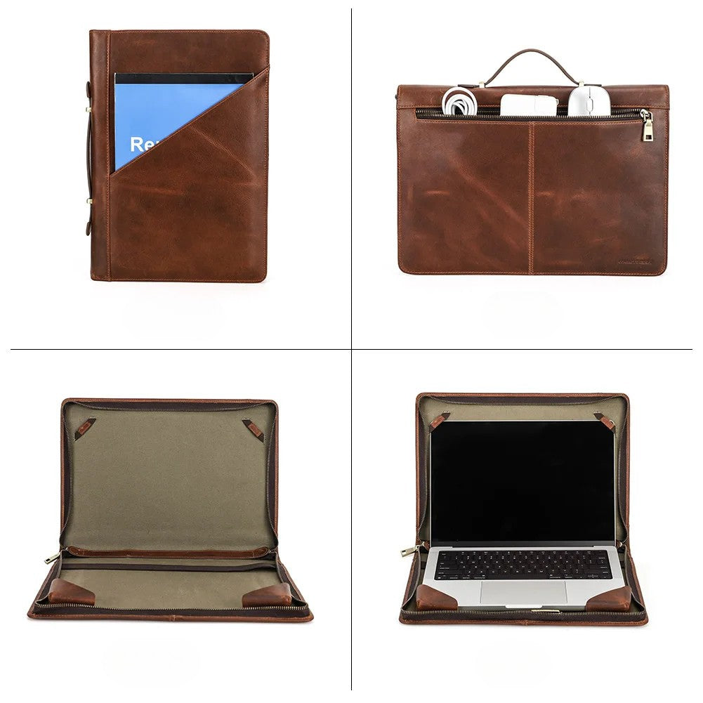 Etui aktówka na laptopa MacBook 14" 14.2" - skóra naturalna
