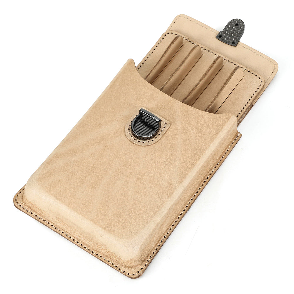 Pen case - buckle closure - natural leather