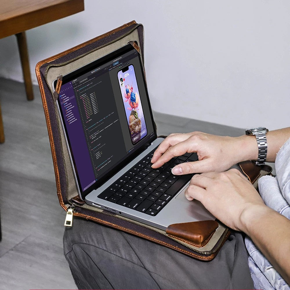 Etui aktówka na laptopa MacBook 14" 14.2" - skóra naturalna