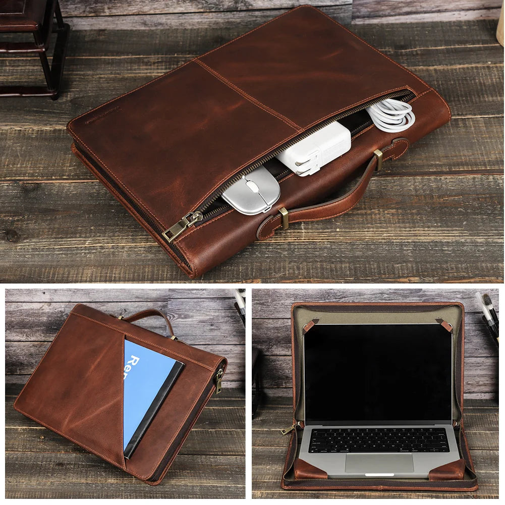 Etui aktówka na laptopa MacBook 14" 14.2" - skóra naturalna