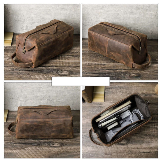 Saszetka na kabelki, ładowarkę i kosmetyki – skóra