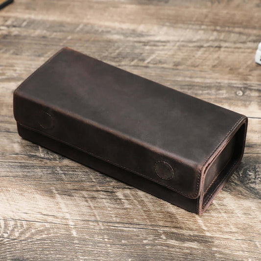 Futerał na okulary - podwójne, potrójne lub poczwórne - skóra naturalna