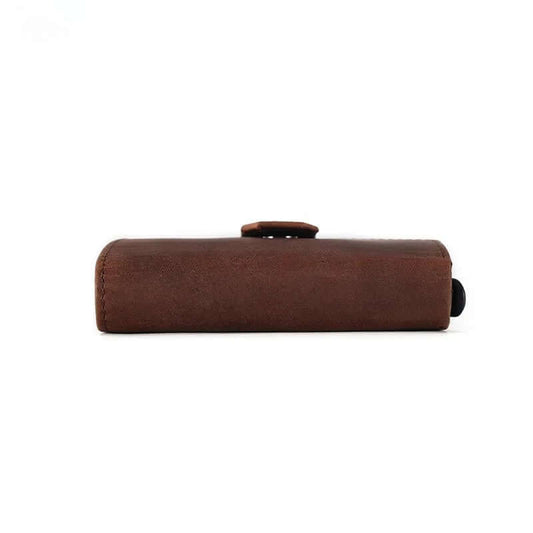 Leather wallet with RFID protection - clip closure - brown