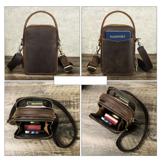 Wnętrze skórzanej saszetki – kieszenie na akcesoria