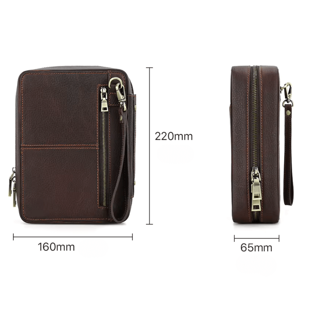 Pipe and accessories case - double large - natural leather