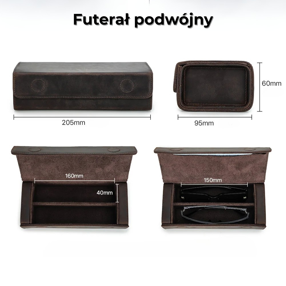 Futerał na okulary - podwójne, potrójne lub poczwórne - skóra naturalna