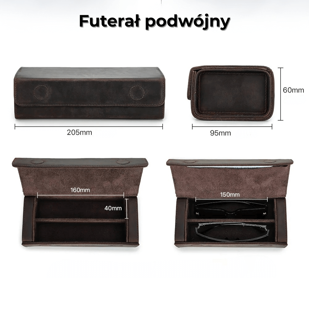 Futerał na okulary - podwójne, potrójne lub poczwórne - skóra naturalna