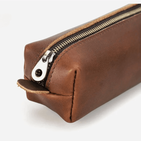 Pencil case with ears - natural leather
