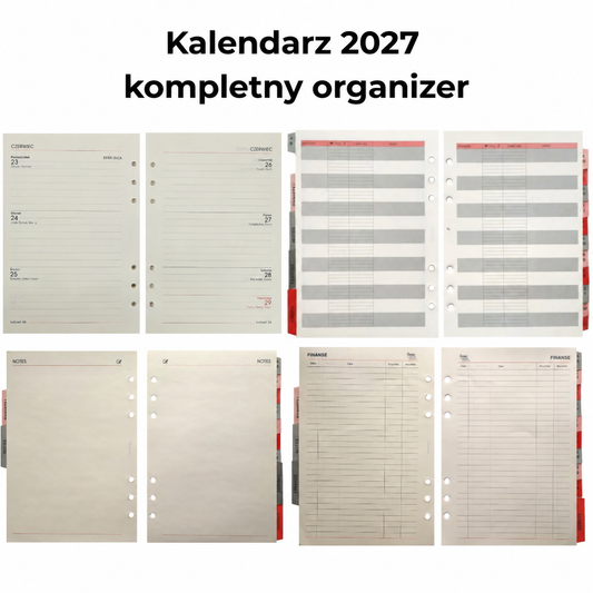 Dodatkowe wkłady do notatnika A5 - Kalendarz 2027, organizer 2027, linia, kratka, gładki, kraft