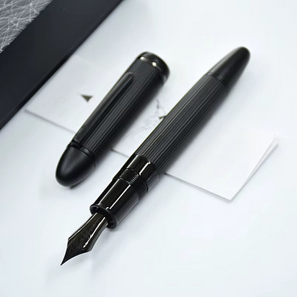 Pióro wieczne Black & Silver Regent - metalowy klasyk - tłokowe - odkręcane
