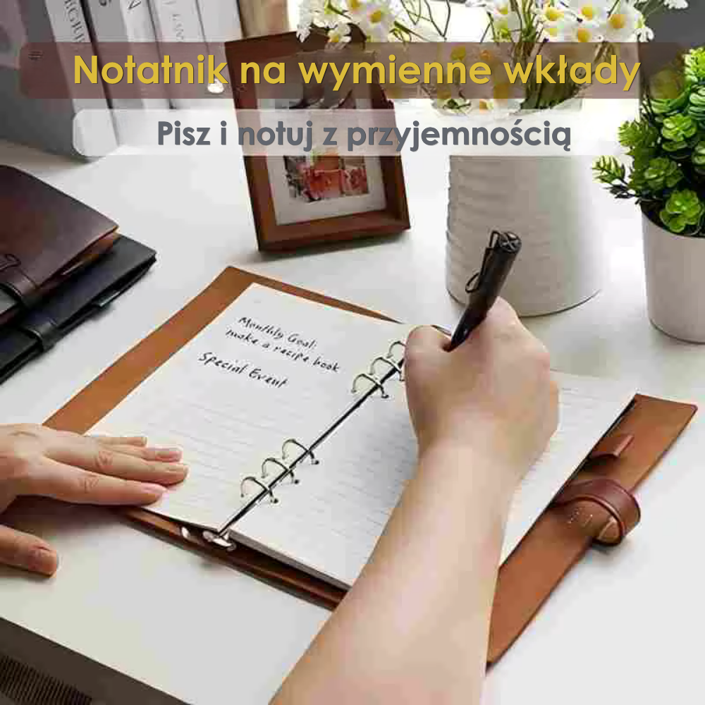 Notatnik A5 na wymienne wkłady – zamykany na szlufkę