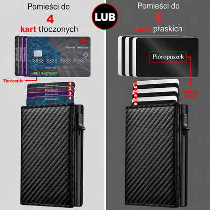 Carbon leather wallet with RFID protection - magnetic closure