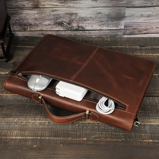 Etui aktówka na laptopa MacBook 14" 14.2" - skóra naturalna