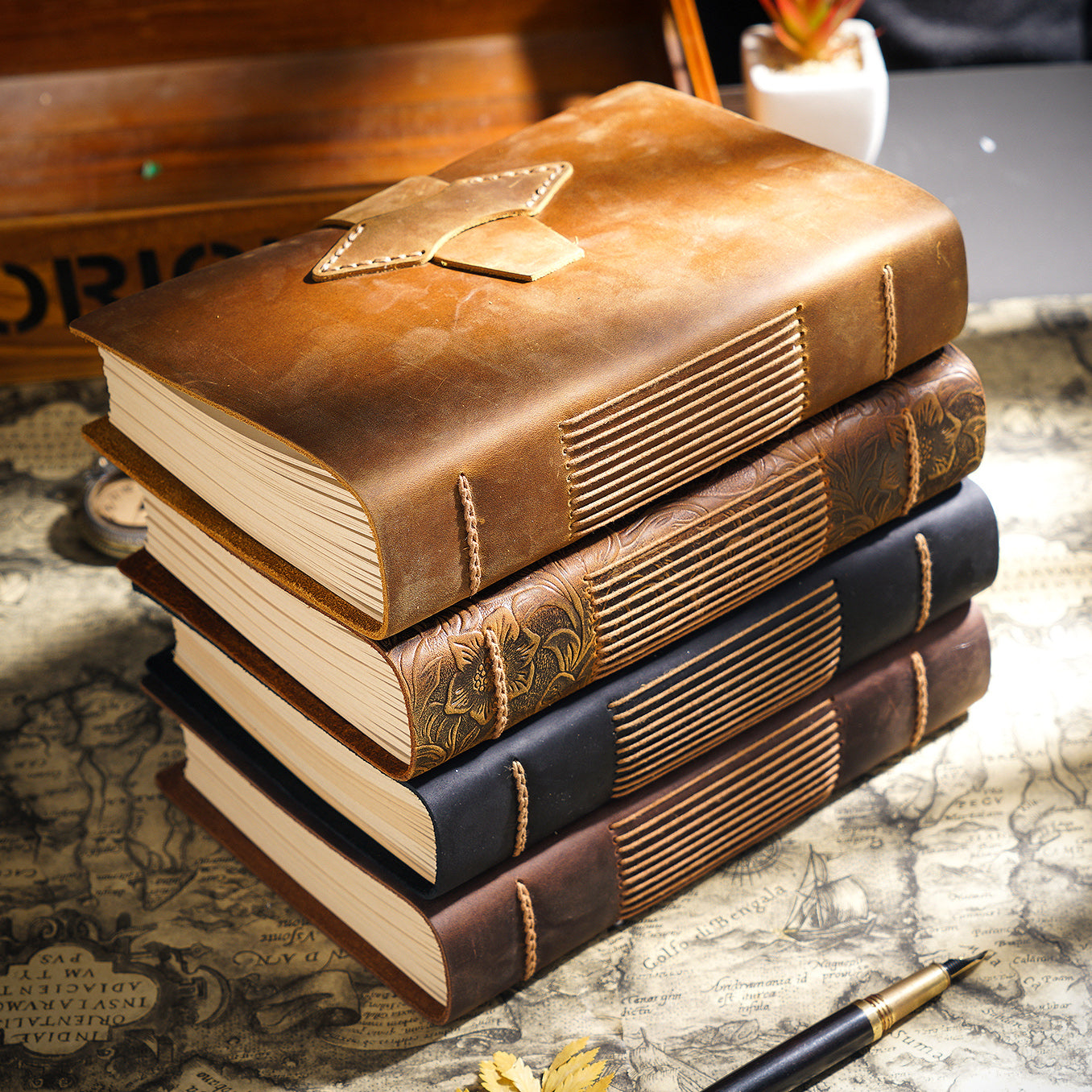 Codex Terra – skórzany notatnik A5 z papierem kraft (400 stron) – eleganckie notatniki w różnych kolorach.