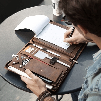 Etui na notes A5 lub  tablet do 11" - zamykane na suwak - skóra naturalna