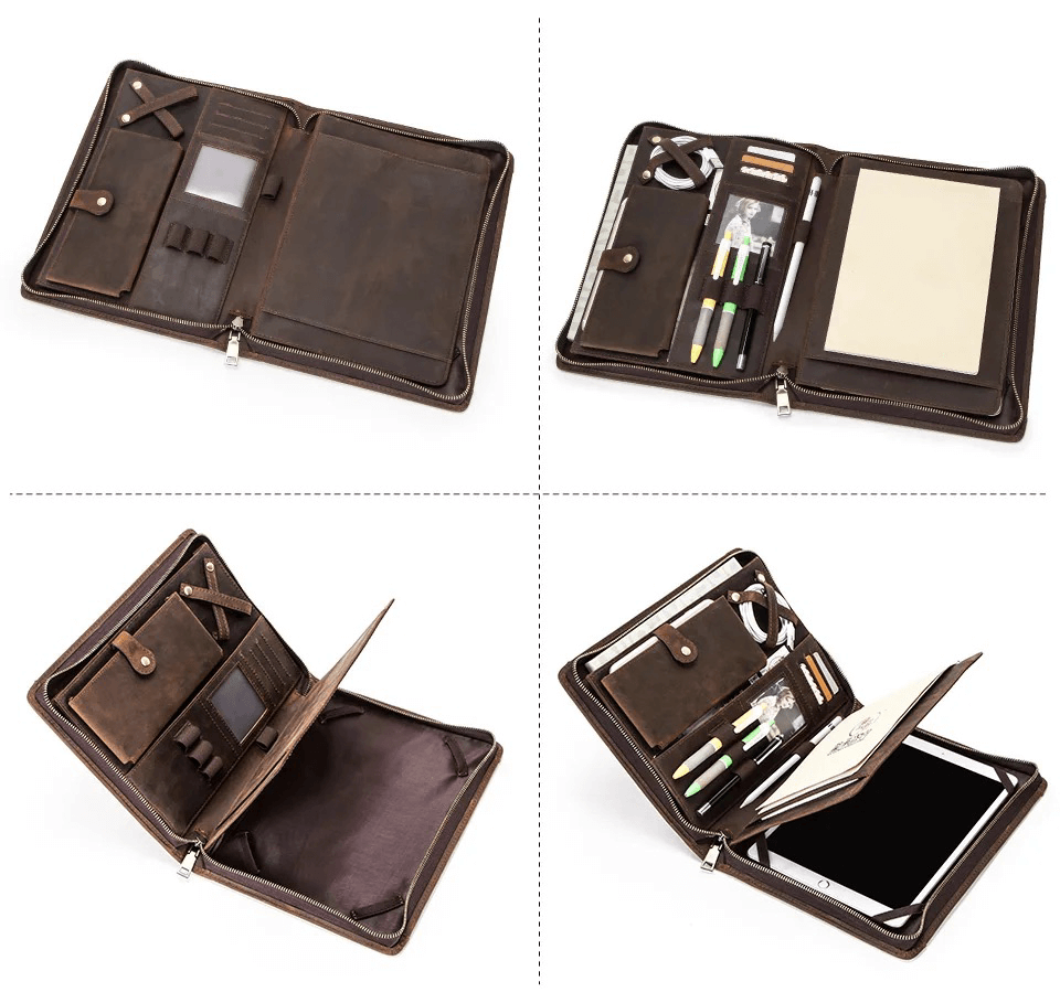 Etui na tablet do 11" - zamykane na suwak - skóra naturalna