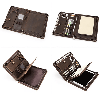 Etui na notes A5 lub  tablet do 11" - zamykane na suwak - skóra naturalna