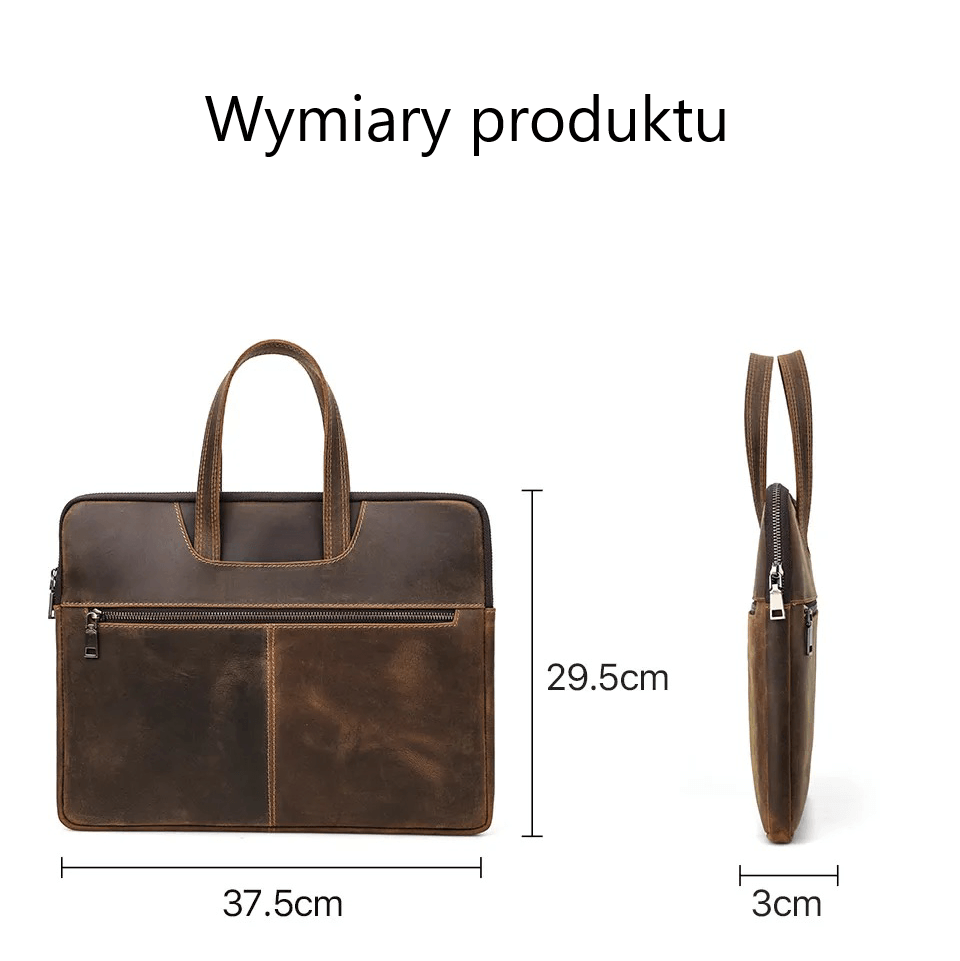 Aktówka na laptopa 15.4" - skóra naturalna