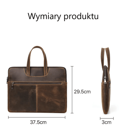 Aktówka na laptopa 14" 14.2" 15.4" - skóra naturalna
