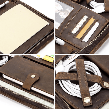 Etui na notes A5 lub  tablet do 11" - zamykane na suwak - skóra naturalna