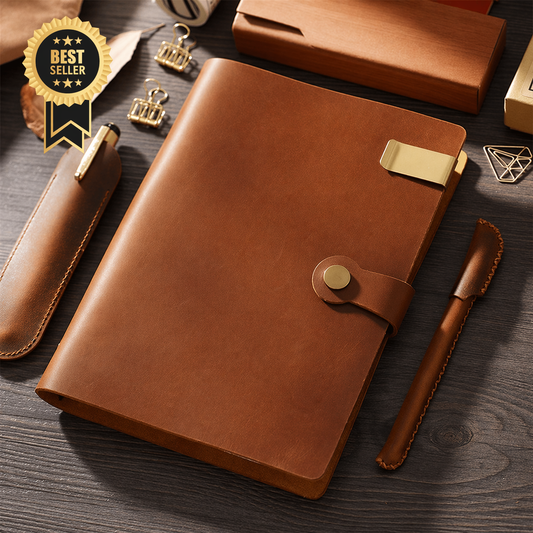 notatnik w skórzanej oprawie