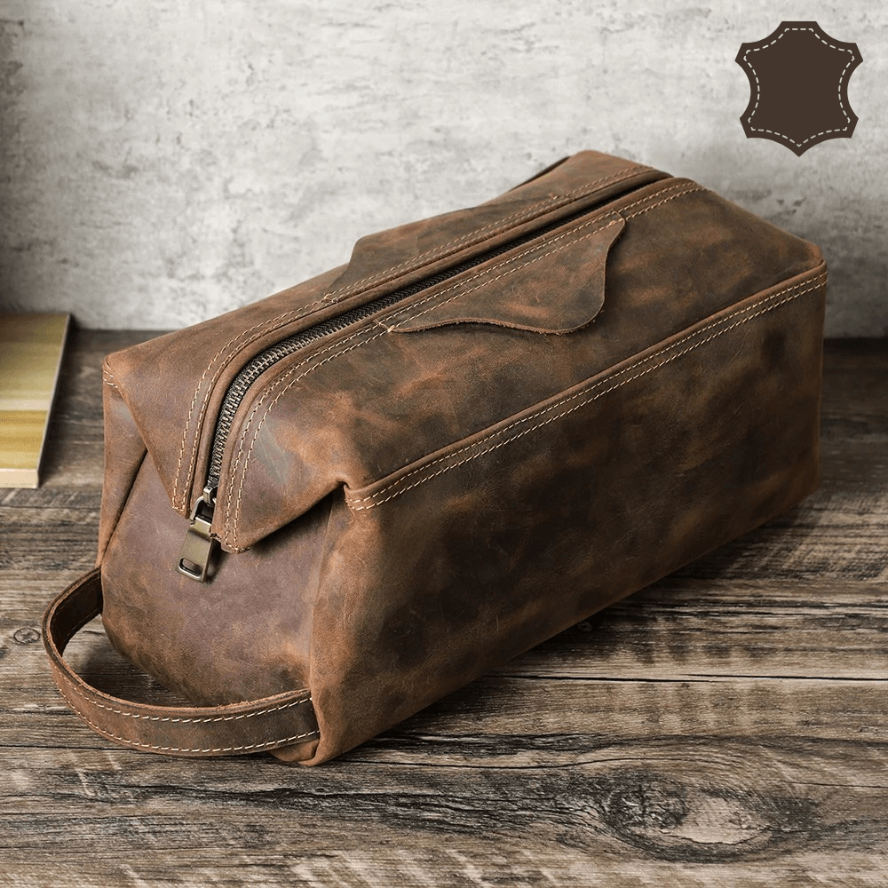 Skórzana kosmetyczka podróżna – ręcznie wykonana