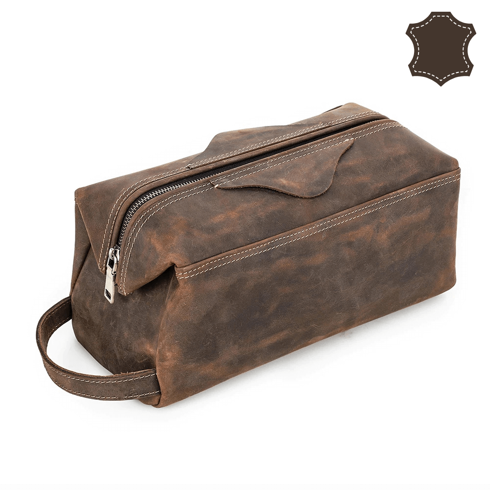 Kosmetyczka na akcesoria z naturalnej skóry – brąz