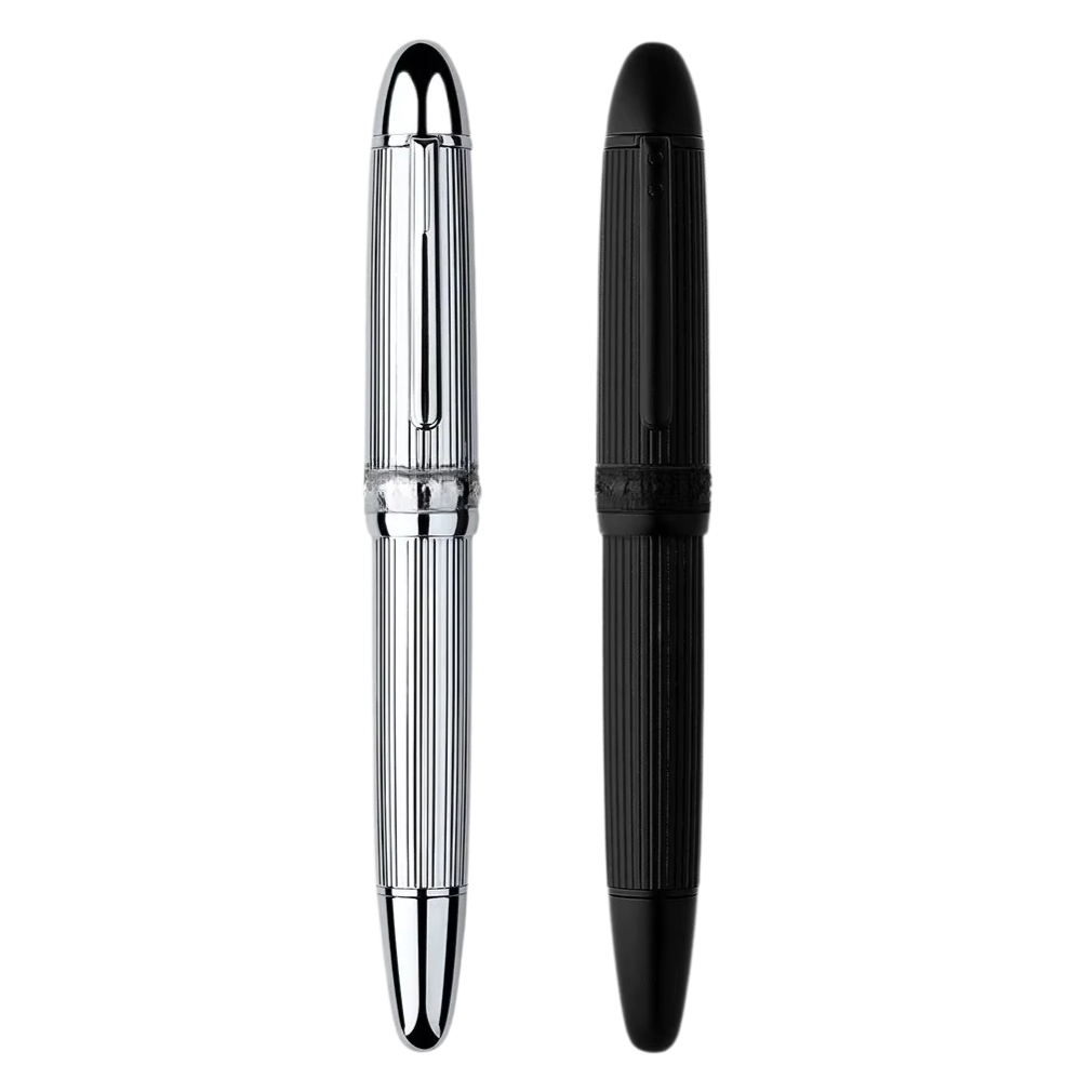 Pióro wieczne Black & Silver Regent - metalowy klasyk - tłokowe - odkręcane
