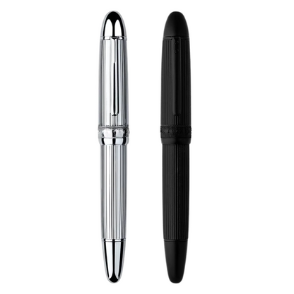 Pióro wieczne Black & Silver Regent - metalowy klasyk - tłokowe - odkręcane