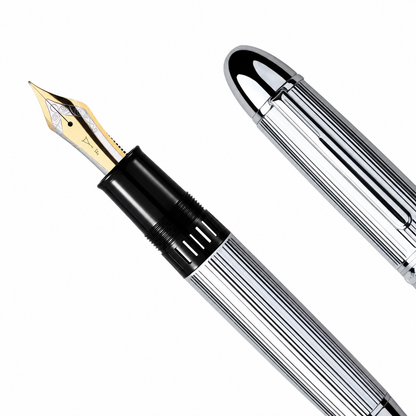 Pióro wieczne Black & Silver Regent - metalowy klasyk - tłokowe - odkręcane