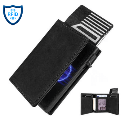 Retro Leather Wallet with RFID Protection - Magnetic Closure