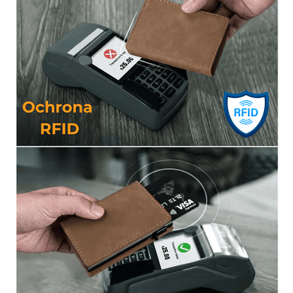 Retro Leather Wallet with RFID Protection - Magnetic Closure