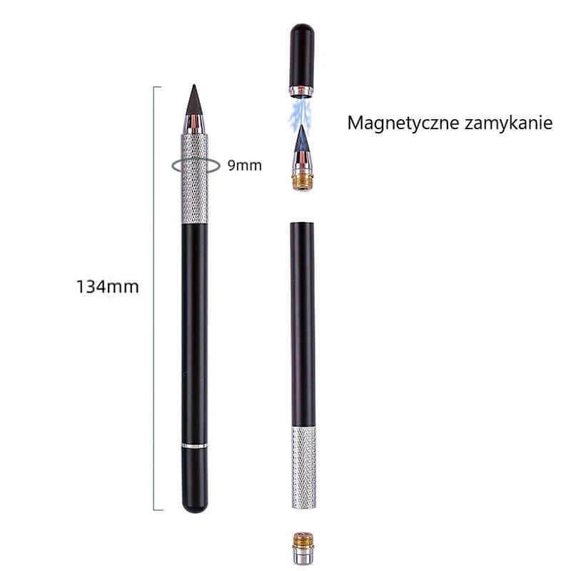 Magnetic Pencil - metalowy ołówek wieczny HB zestaw