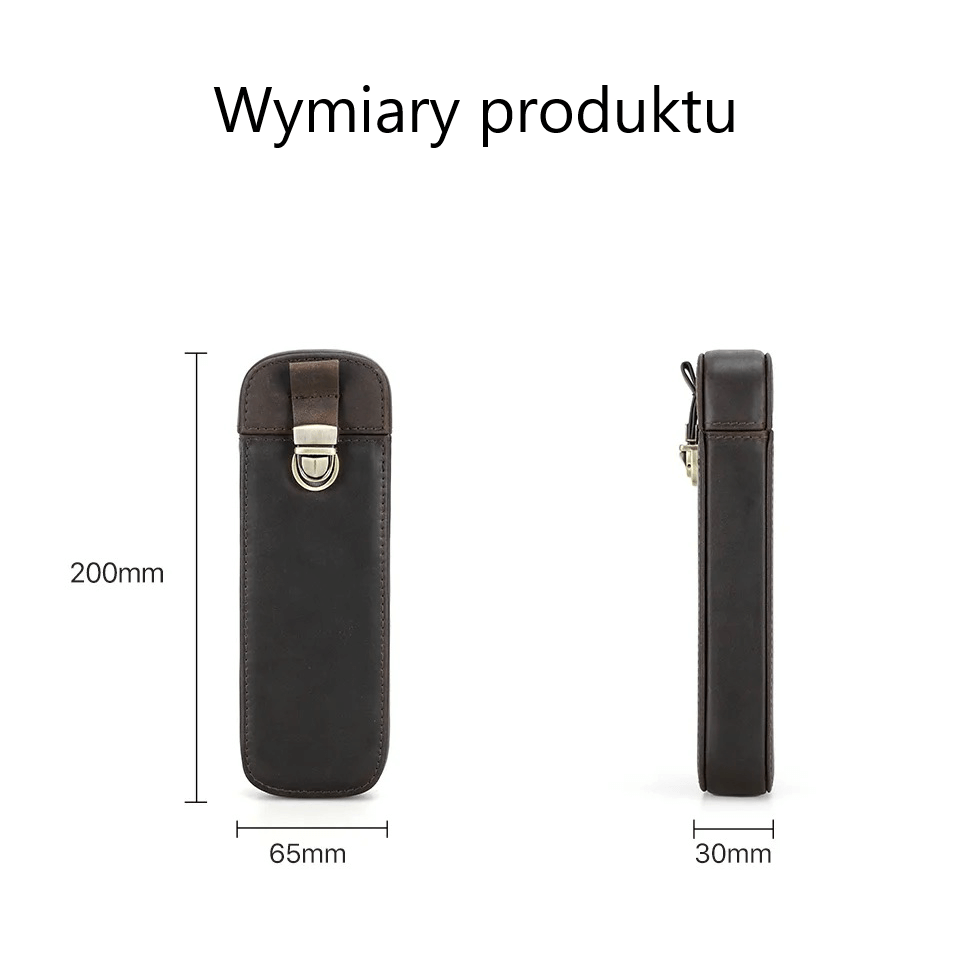 Etui z klamrą na trzy pióra - wysuwane - skóra naturalna