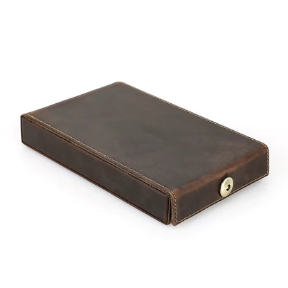 Skórzane etui na 4 pióra z klapką – vintage, zamknięcie magnetyczne
