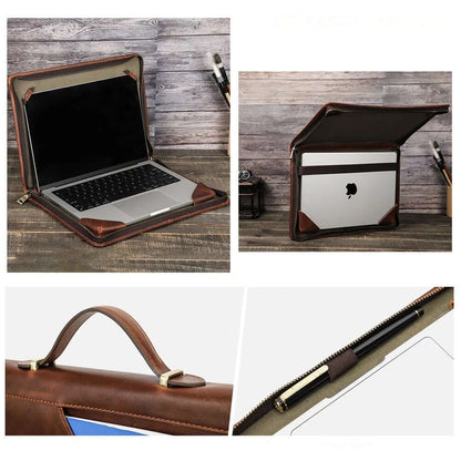 Etui aktówka na laptopa MacBook 14" 14.2" - skóra naturalna
