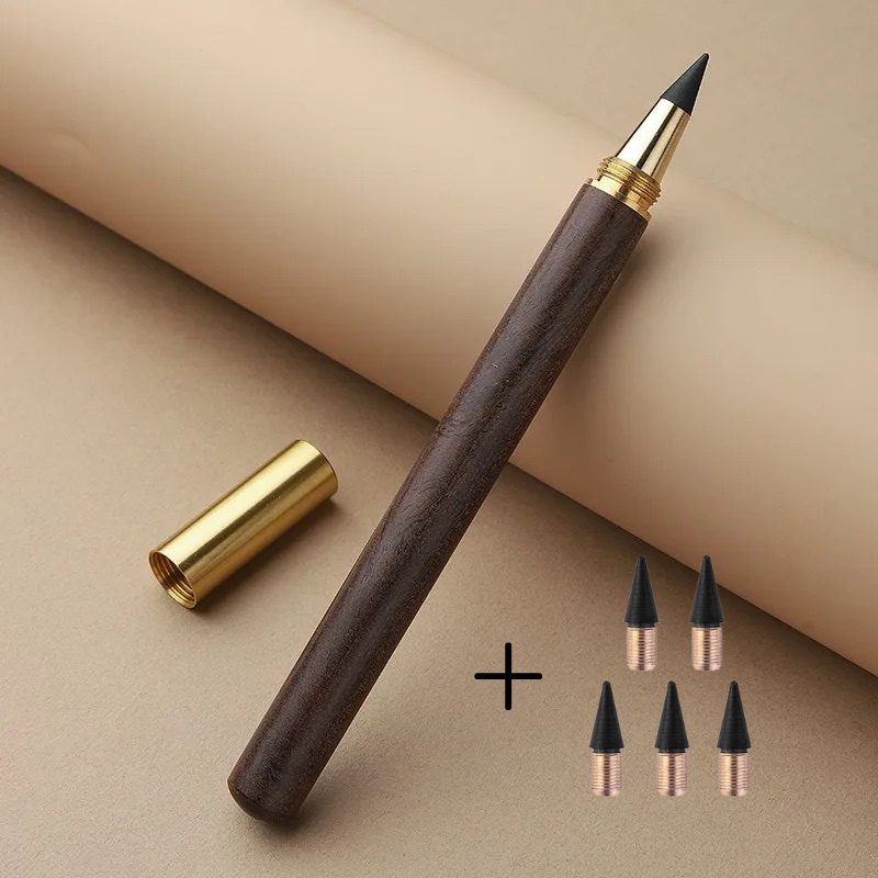 Retro Pencil Bold with removable cap and 6 replaceable leads in metal casings for sketching and designing in vintage style