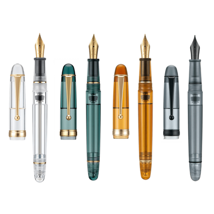 Crystal Script Piston Fountain Pen - Crystal Clear - Screw-On