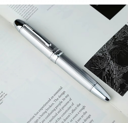 Pióro wieczne Black & Silver Regent - metalowy klasyk - tłokowe - odkręcane
