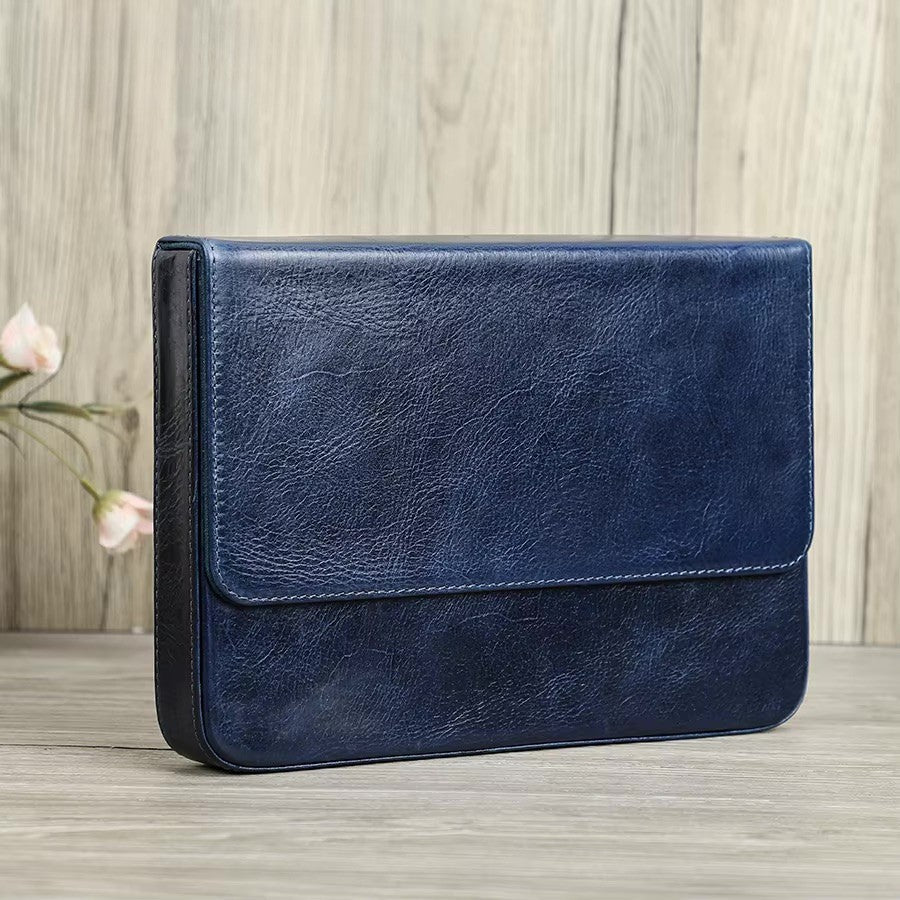 Pen case - twelve slots - magnetic closure - natural leather